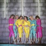 15-03-1979 First photoshoot Dolly Dots, Ria Brieffies, Angela Groothuizen, Anita Heilker, Angéla Kramers, Esther Oosterbeek and Patty Zomer at studio in Amsterdam, The Netherlands. Photo: Govert de Roos/Connu